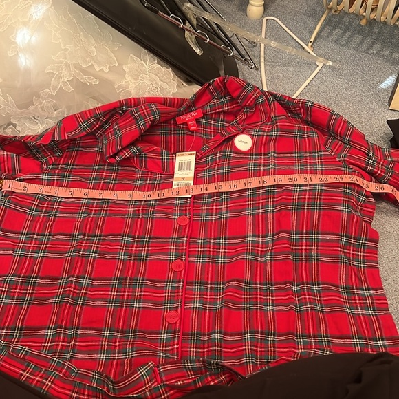 Macys NWT flannel Size 2X Red Plaid Pajama set retail 70 HOST PICK - Picture 4 of 7